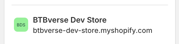 The .myshopify.com store domain shown in the Shopify admin